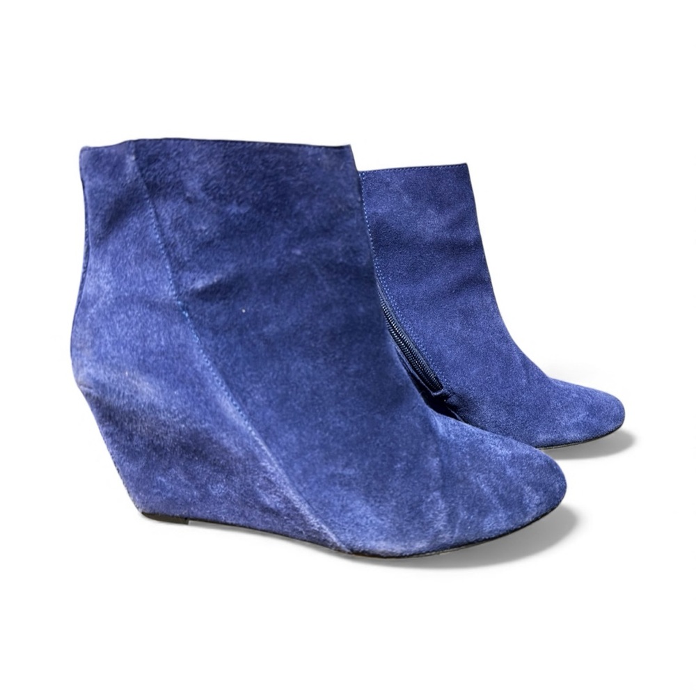 Vibrant Blue Suede Ankle Boots